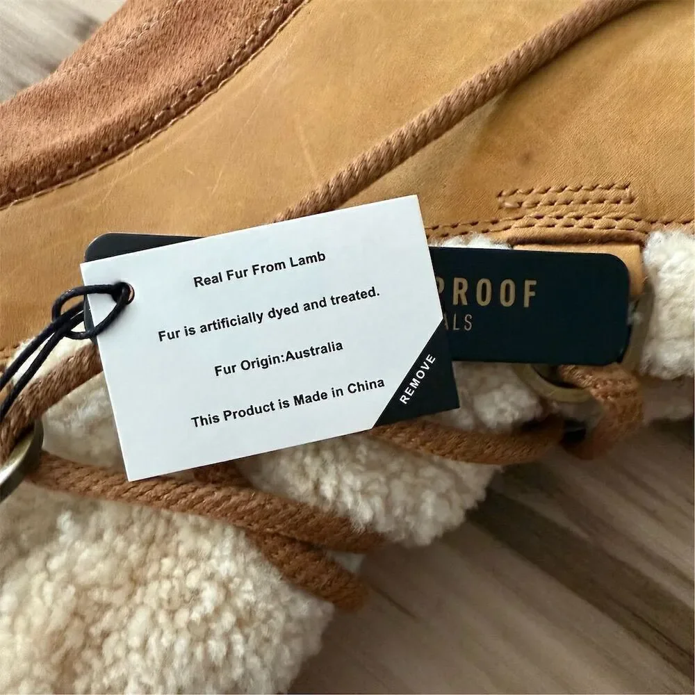 Sorel Joan Of Arctic Wedge Shearling 9.5 Boots Leather Camel